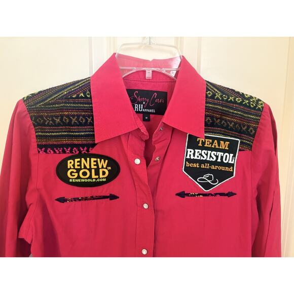 Sherry Cervi X RU Apparel Western Pearl Snap Women’s Medium Pink Shirt - Picture 4 of 6